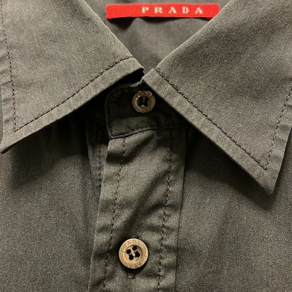 Prada Black Button Down Shirt with Zippered Breast Pocket - Picture 5 of 16